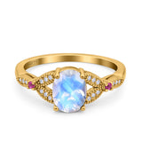 Oval Natural Stone Leaf Design Wedding Ring