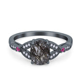 Oval Natural Stone Leaf Design Wedding Ring