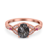 Oval Natural Stone Leaf Design Wedding Ring