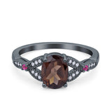 Oval Natural Stone Leaf Design Wedding Ring