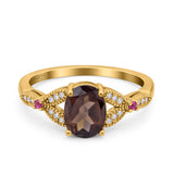 Oval Natural Stone Leaf Design Wedding Ring