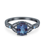 Oval Natural Stone Leaf Design Wedding Ring