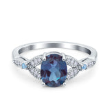Oval Natural Stone Leaf Design Wedding Ring