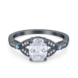 Oval Natural Stone Leaf Design Wedding Ring