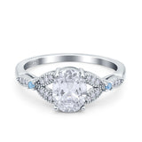 Oval Moissanite Leaf Design Beaded Ring 925 Sterling Silver