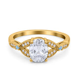 Oval Natural Stone Leaf Design Wedding Ring