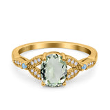 Oval Natural Stone Leaf Design Wedding Ring