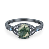Oval Natural Stone Leaf Design Wedding Ring
