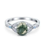 Oval Natural Stone Leaf Design Wedding Ring