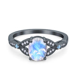Oval Natural Stone Leaf Design Wedding Ring