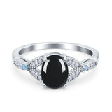 Oval Natural Stone Leaf Design Wedding Ring