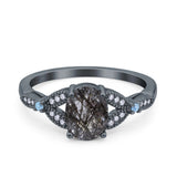 Oval Natural Stone Leaf Design Wedding Ring