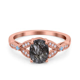 Oval Natural Stone Leaf Design Wedding Ring