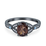 Oval Natural Stone Leaf Design Wedding Ring