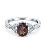 Oval Natural Stone Leaf Design Wedding Ring