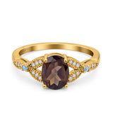Oval Natural Stone Leaf Design Wedding Ring