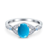 Oval Genuine Natural Arizona Sleeping Beauty Turquoise Leaf Design Beaded Ring 925 Sterling Silver
