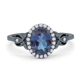 Oval Halo Split Shank Twisted Ring