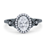 Oval Halo Split Shank Twisted Ring