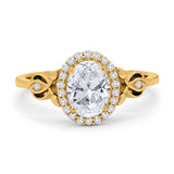 Oval Halo Split Shank Twisted Ring