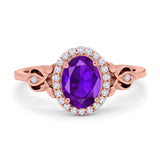 Oval Halo Split Shank Twisted Ring