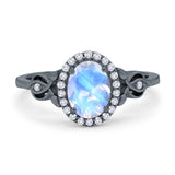 Oval Halo Split Shank Twisted Ring