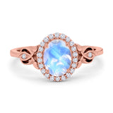 Oval Halo Split Shank Twisted Ring