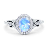 Oval Halo Split Shank Twisted Ring