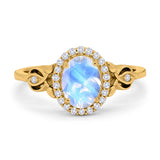 Oval Halo Split Shank Twisted Ring