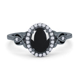 Oval Halo Split Shank Twisted Ring