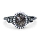 Oval Halo Split Shank Twisted Ring