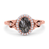 Oval Halo Split Shank Twisted Ring