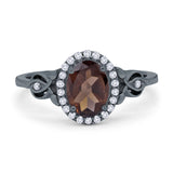 Oval Halo Split Shank Twisted Ring