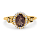 Oval Halo Split Shank Twisted Ring