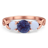 Three Stone Round Natural Stone Ring