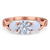 Three Stone Round Natural Stone Ring