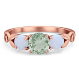 Three Stone Round Natural Stone Ring