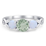 Three Stone Round Natural Stone Ring