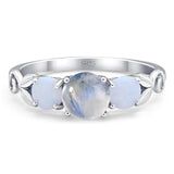 Three Stone Round Natural Stone Ring