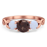 Three Stone Round Natural Stone Ring