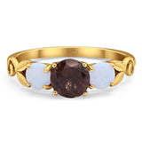 Three Stone Round Natural Stone Ring