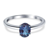 Oval Lab Alexandrite Solitaire Cathedral Ring 925 Sterling Silver