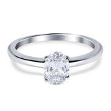Oval Moissanite Solitaire Cathedral Ring 925 Sterling Silver