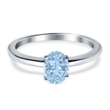 Oval Natural Aquamarine Solitaire Cathedral Ring 925 Sterling Silver