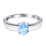 Oval Natural Moonstone Solitaire Cathedral Ring 925 Sterling Silver