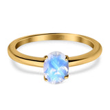 Oval Natural Stone Cathedral Ring