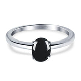 Oval Natural Black Onyx Solitaire Cathedral Ring 925 Sterling Silver