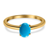 Oval Natural Stone Cathedral Ring