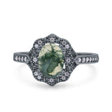 Halo Ballerina Style Oval Natural Stone