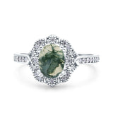 Halo Ballerina Style Oval Natural Stone